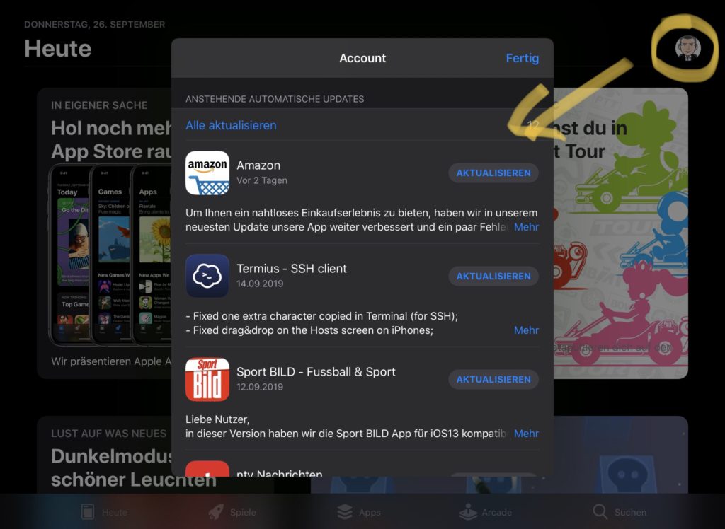 App Store Apps aktualisieren iOS13 iPadOS13