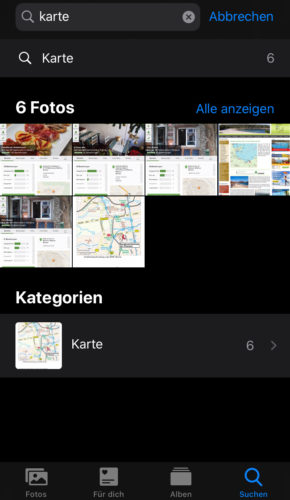 iPhone Fotos App Bilder durchsuchen