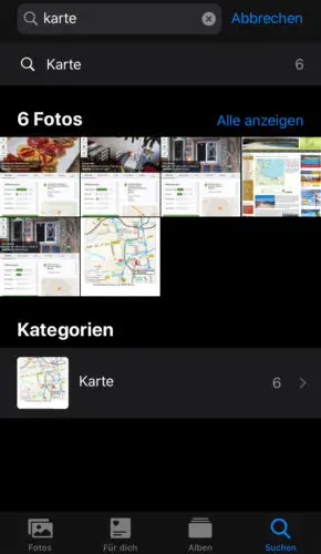 iPhone Fotos App Bilder durchsuchen
