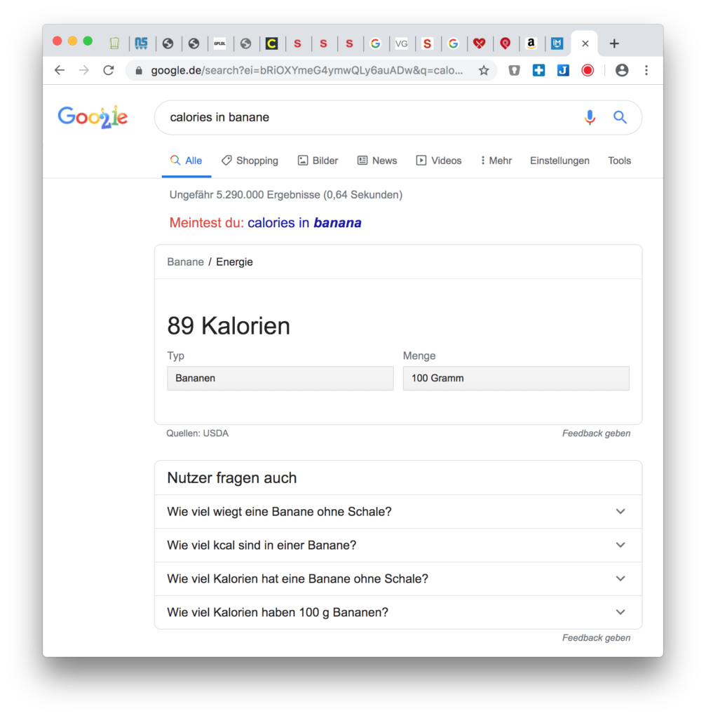 Google Hacks: Kalorienzahl von Lebensmitteln anzeigen