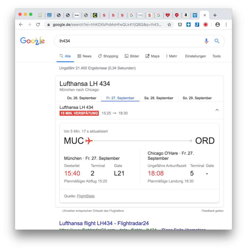 Google Hacks: Flugstatus mit Flugnummer suchen