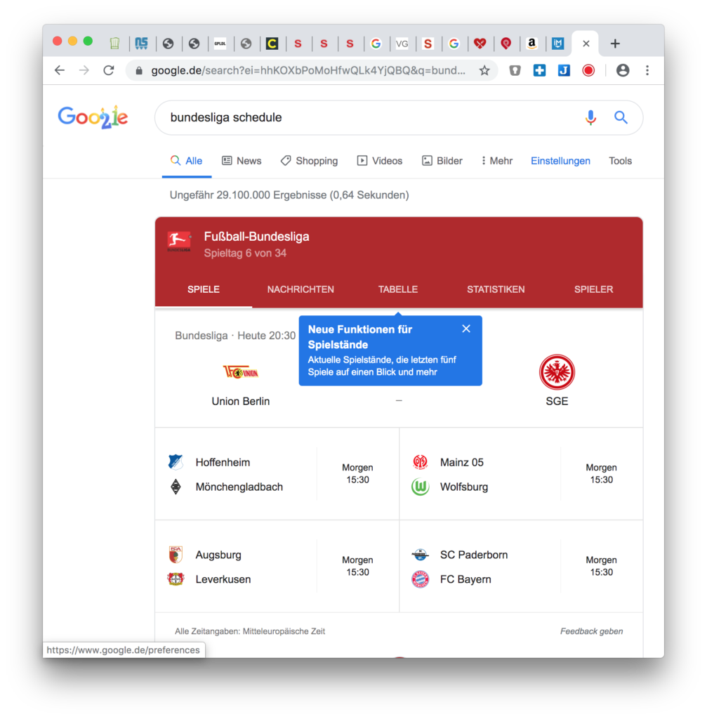 Google Hacks: Spielpaarung und Ergebnisse anzeigen (Bundesliga)