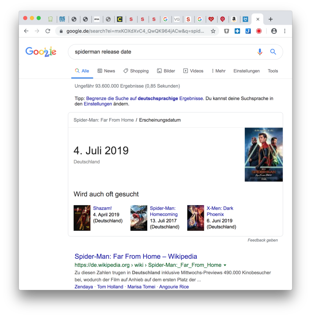 Google Hack: Filmstart suchen