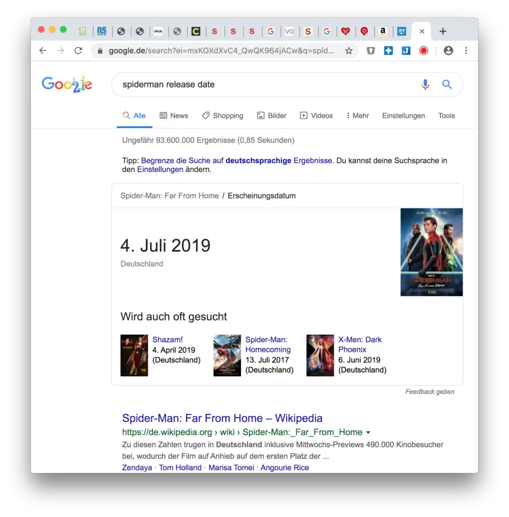 Google Hack: Filmstart suchen